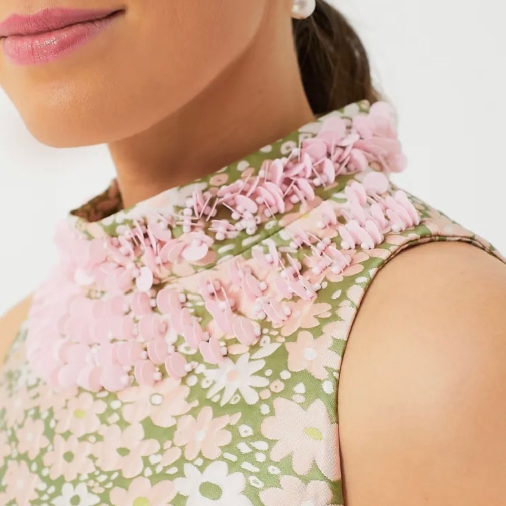 NEW Tuckernuck Sequin Floral Sleeveless Maude Dress Womens XXL Pink/Green Formal - Picture 5 of 16